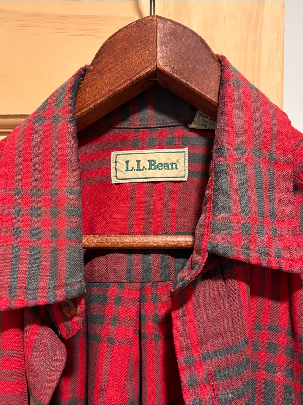 L.L. Bean vintage Red Gray Plaid Flannel Shirt